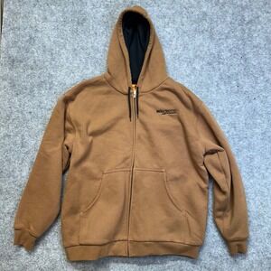 CornerStone Full Zip Hoodie Mens XL Brown Thermal Lined Workwear Jacket